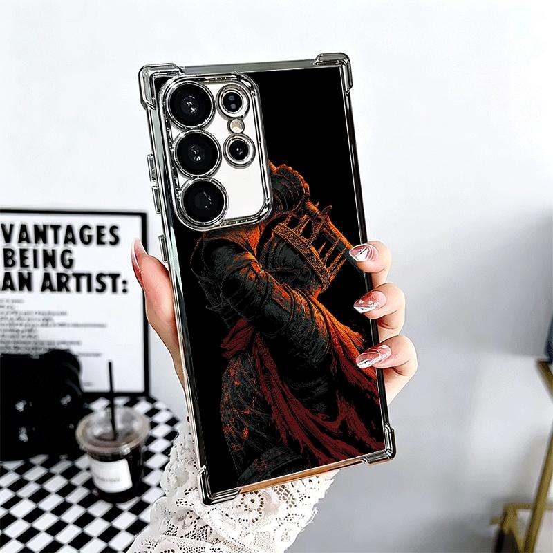 D-Dark S-Souls Game Plating Phone Case For Samsung Galaxy S24 S25 FE S26 Edge S23 Ultra S22 S21 Plus S20 Anti-Fall Airabag Cover