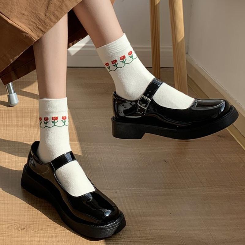 Fashion Buckle Bow Platform Mary Jane Shoes For Women Thick Heel Square Toe Lolita Shoes Woman Lovely Cosplay Heels Lady