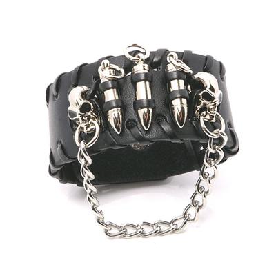 Bullet Skull Pendant Chain Bracelet: European & American Punk Jewelry