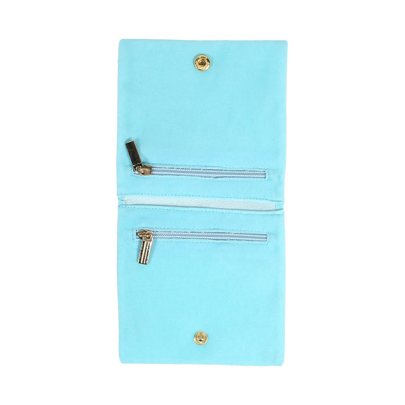 Pochette à Bijoux en Velours Fermeture à Bouton Pression Sac de Rangement pour Bracelets Colliers Boucles d'Oreilles Double Compartiment Sacs d'Emballage Cadeau Pour Femmes