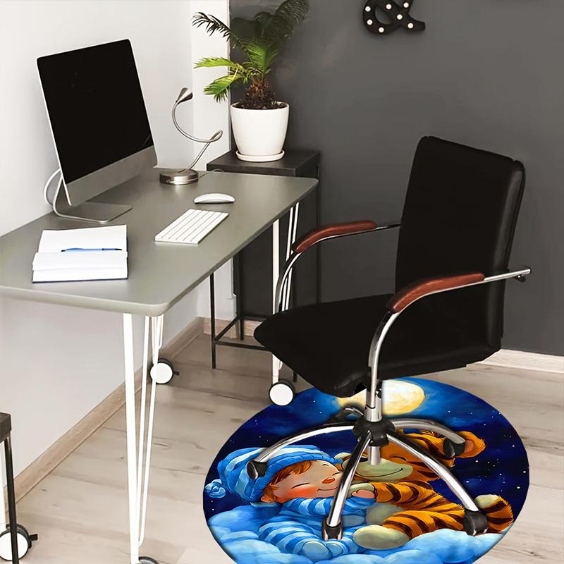 

1PC Baby Tiger Non-Slip Floor Round carpet, Office, family, bedroom, Large Area Rug Indoor Rugs, Durable PolyesterH0370 80cm by 80cm