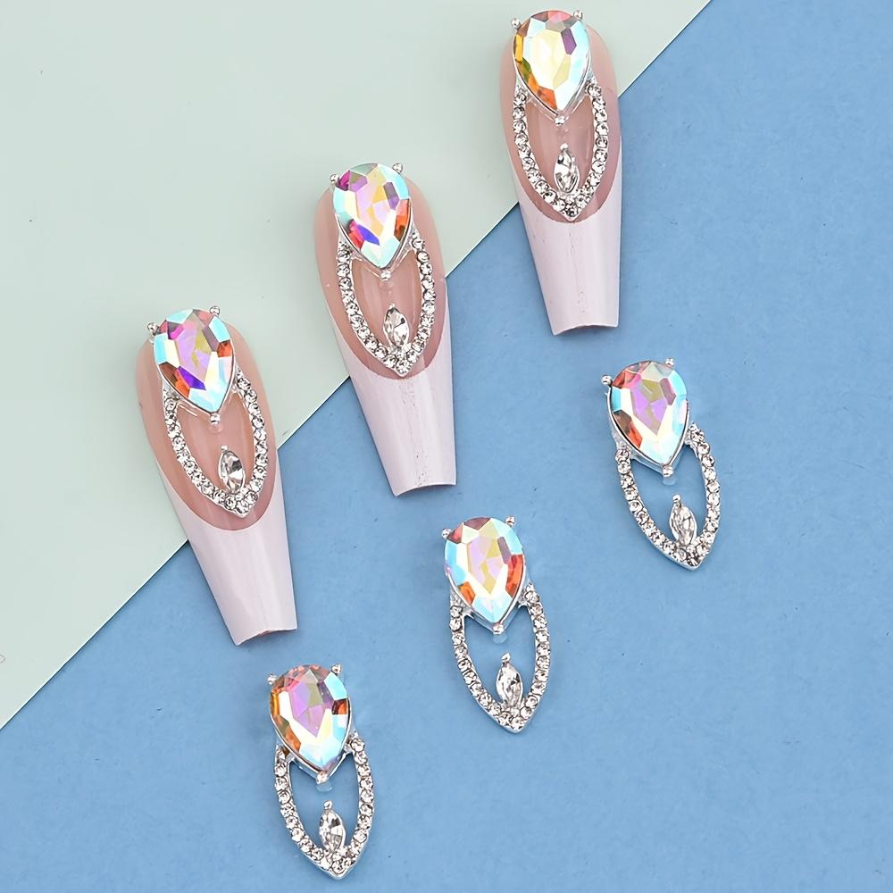 10pcs Y2K Starry Sky Large Crystal Gemstone Long Nail Pendant Dropstone Hollow Large Nail Jewelry Style Long Nail Design