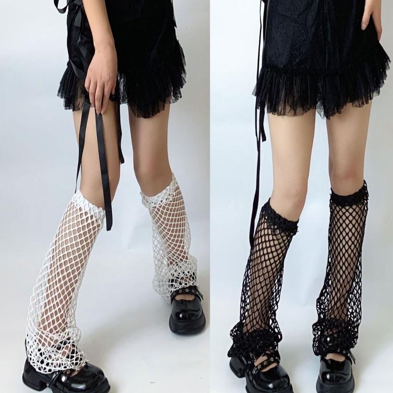 Summer Hollow Out Leg Covers Women Medium Fishnet Stockings Breathable Girls Leg Socks for Lolita Cosplay Party Daily
