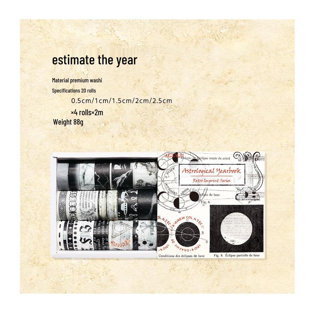 סט סרטי ושי 'ג'י לו' וינטג' עם הדפסים - 20 גלילים ליומנים, אלבומים, יומנים וקישוטים ל-DIY