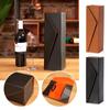 PU Leather Foldable Red Wine Gift Box Built-in Straps Wine Bottle Carrying Holder  Friend Gift