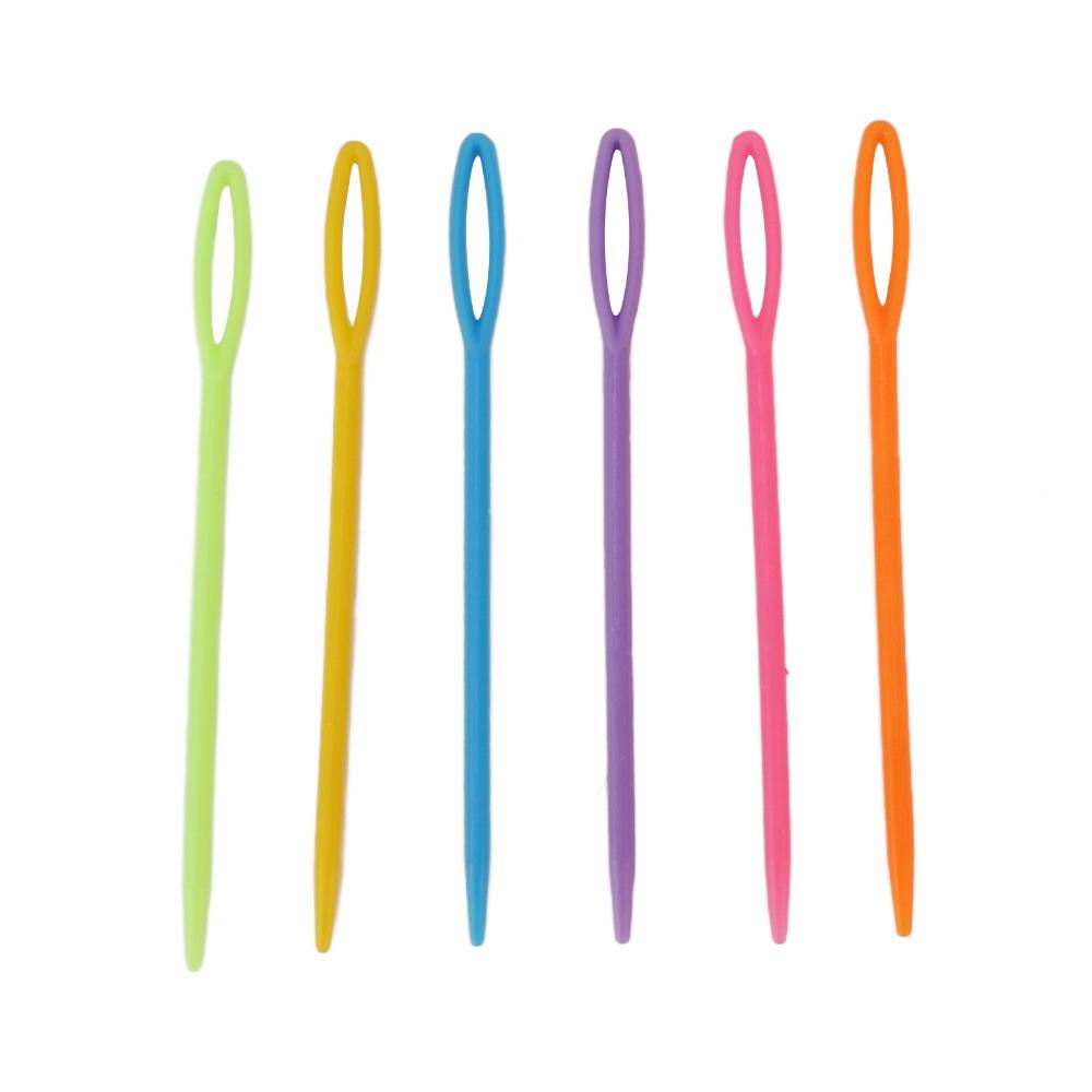 200Pcs Plastic Plastic Yarn Needles Colorful Darning Needles Portable Large Eye Needles For Crochet