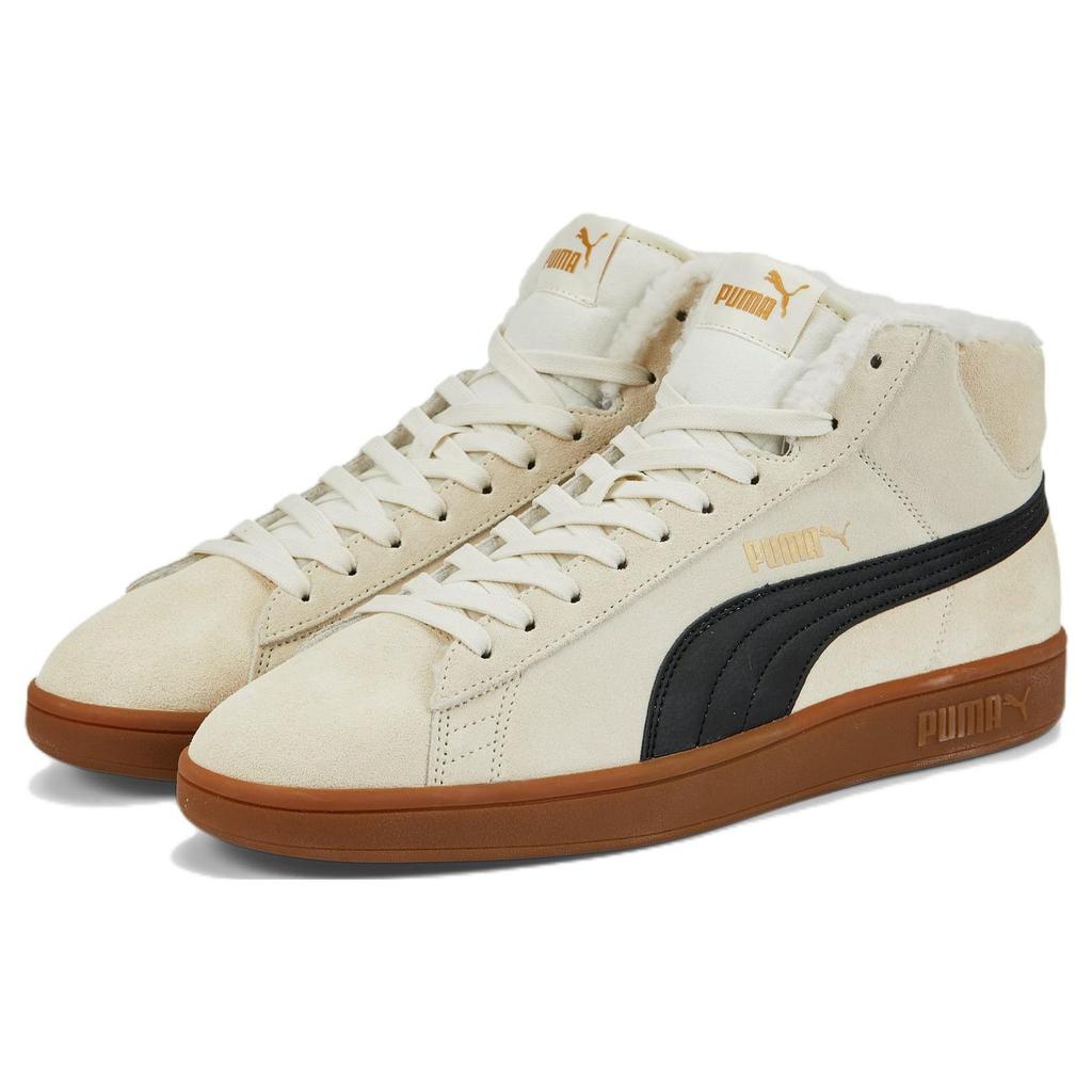 Puma Sneakers Unisex Mid-Top Calde Comode in Pelle Smash V2 Bianco Sporco 375870-03