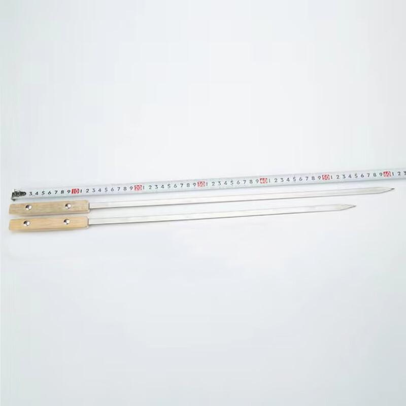 Zhishi Commercial Stainless Steel Flat BBQ Skewers with Wooden Handle