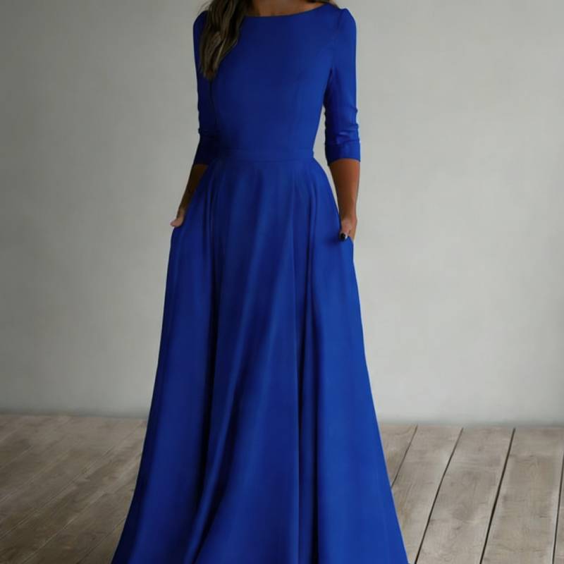 Elegante Vestito da Viaggio in Maglia a Manica Lunga con Zip per Uso Casual in Ufficio