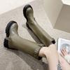 Women Knee High Boots  Autumn and Winter , New British Style Thick Soled Double Leg Boots with Belt Buckles and High Boots
