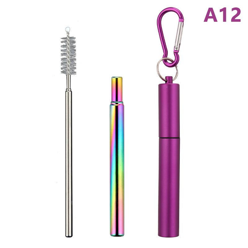 1/3Pcs Reusable Telescopic Straw 304 Stainless Steel Metal Straw With Cleaning Brush Portable Drinking Straw Set For Travel