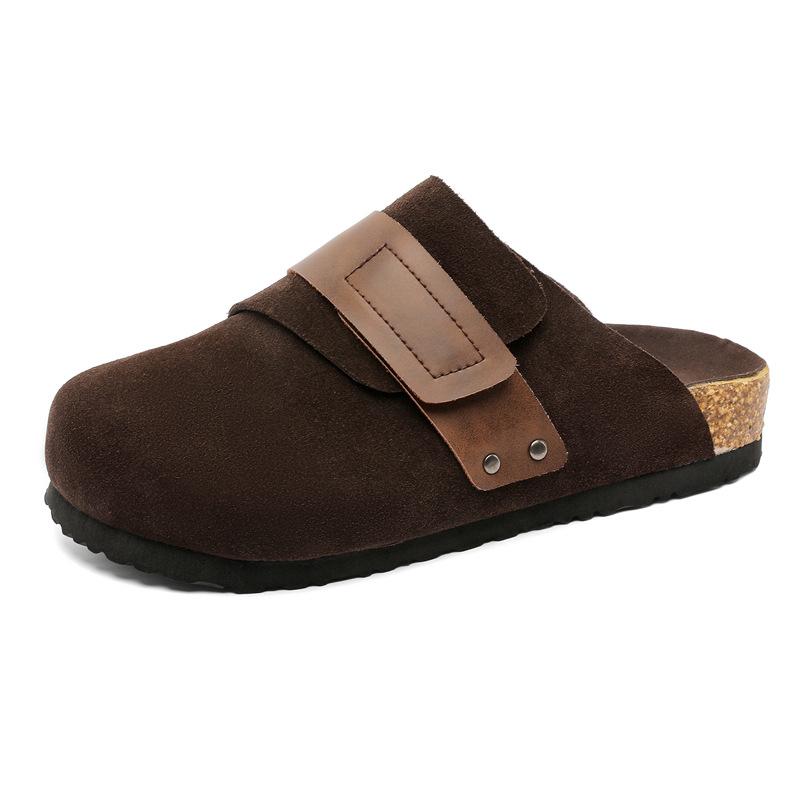 

Тапочки уличные летние новые толстая подошва один педаль липучка тренд интернет-знаменитость Boken обувь 57701 коричневые -J 46 коричневый