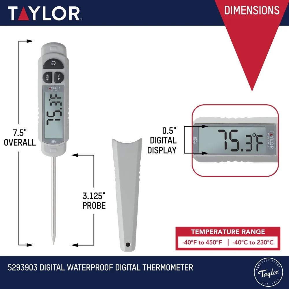 Waterproof Digital Pen Meat Thermometer Instant Read Accurate Cooking Tool with Hold Feature LCD Display Durable Construction