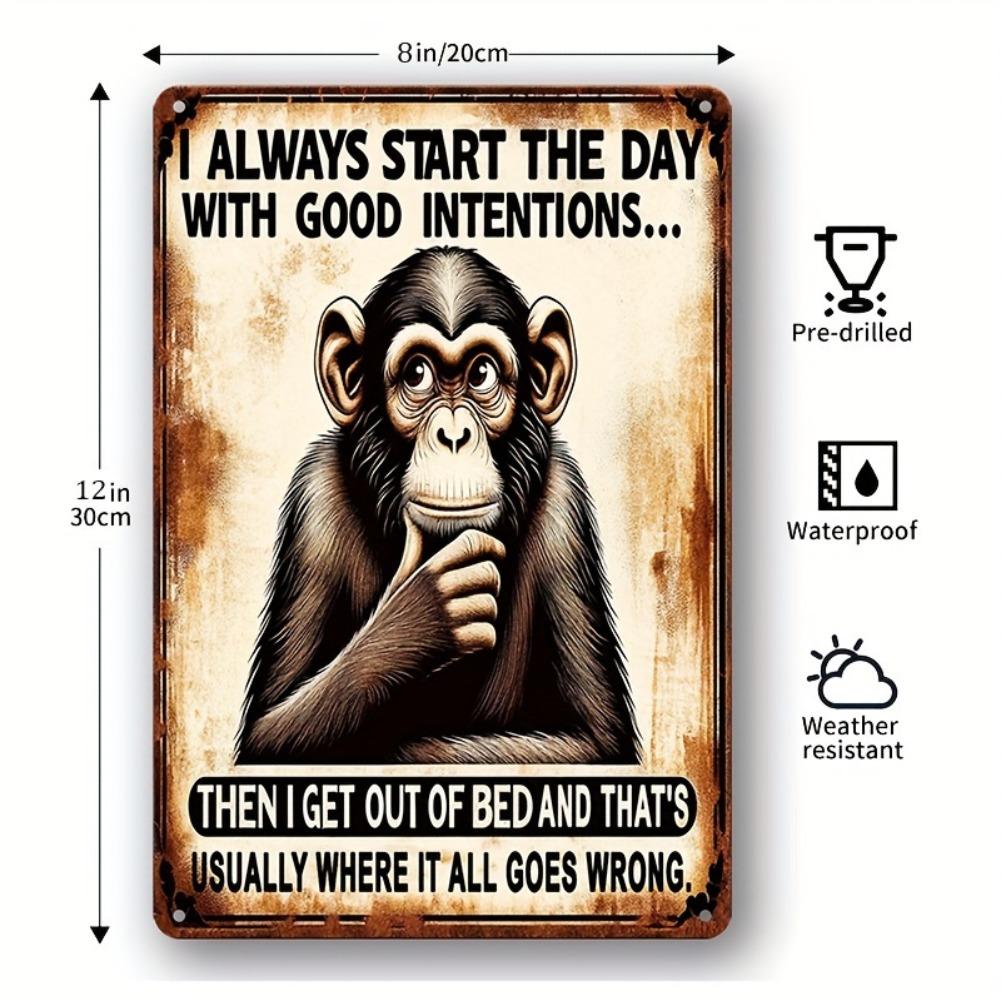 

1pc 8x12 Funny I Always Start The Day Aluminum Sign - Retro Sarcastic Metal Decor for Garage Cafe Living Room Farmhouse 20x30cm（7.8x11.8inch）