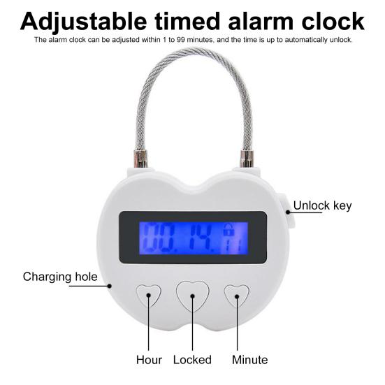 1 Set Smart Time Lock Long Battery Life Love Heart Shape Rechargeable Bondage Timer Couples Accessories for Home