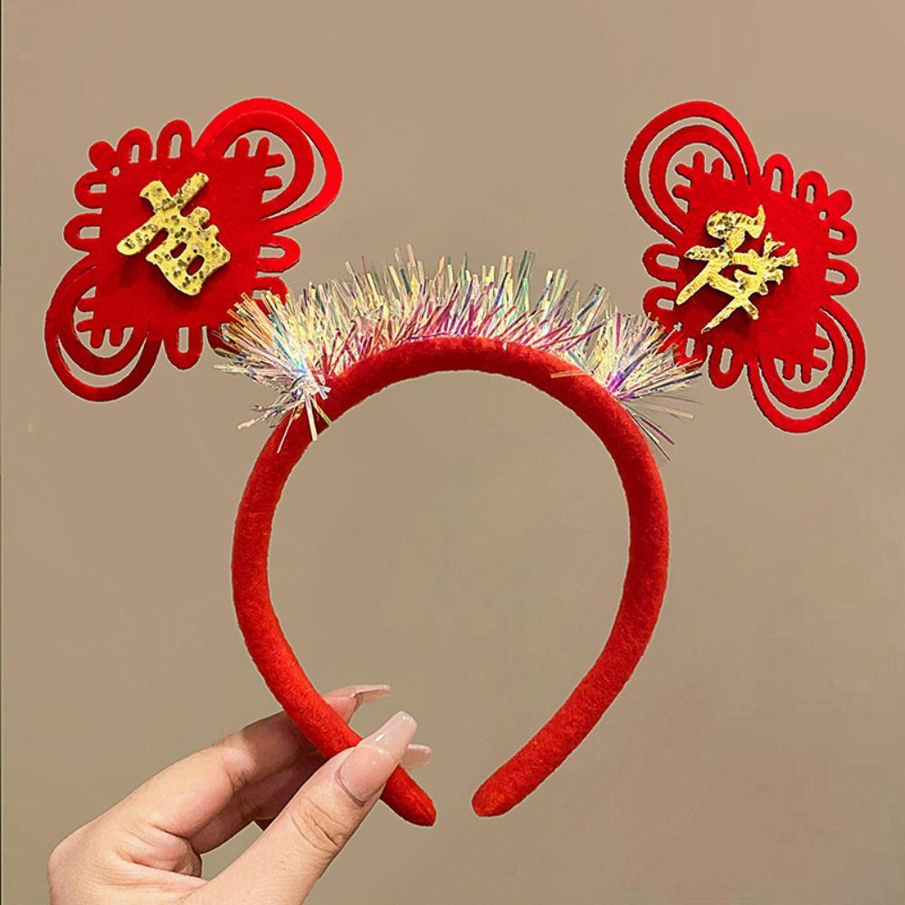 Cartoon 2024 Happy New Year Headband Red Hairband New Year Headdress Lovely Dragon Headband  Girl