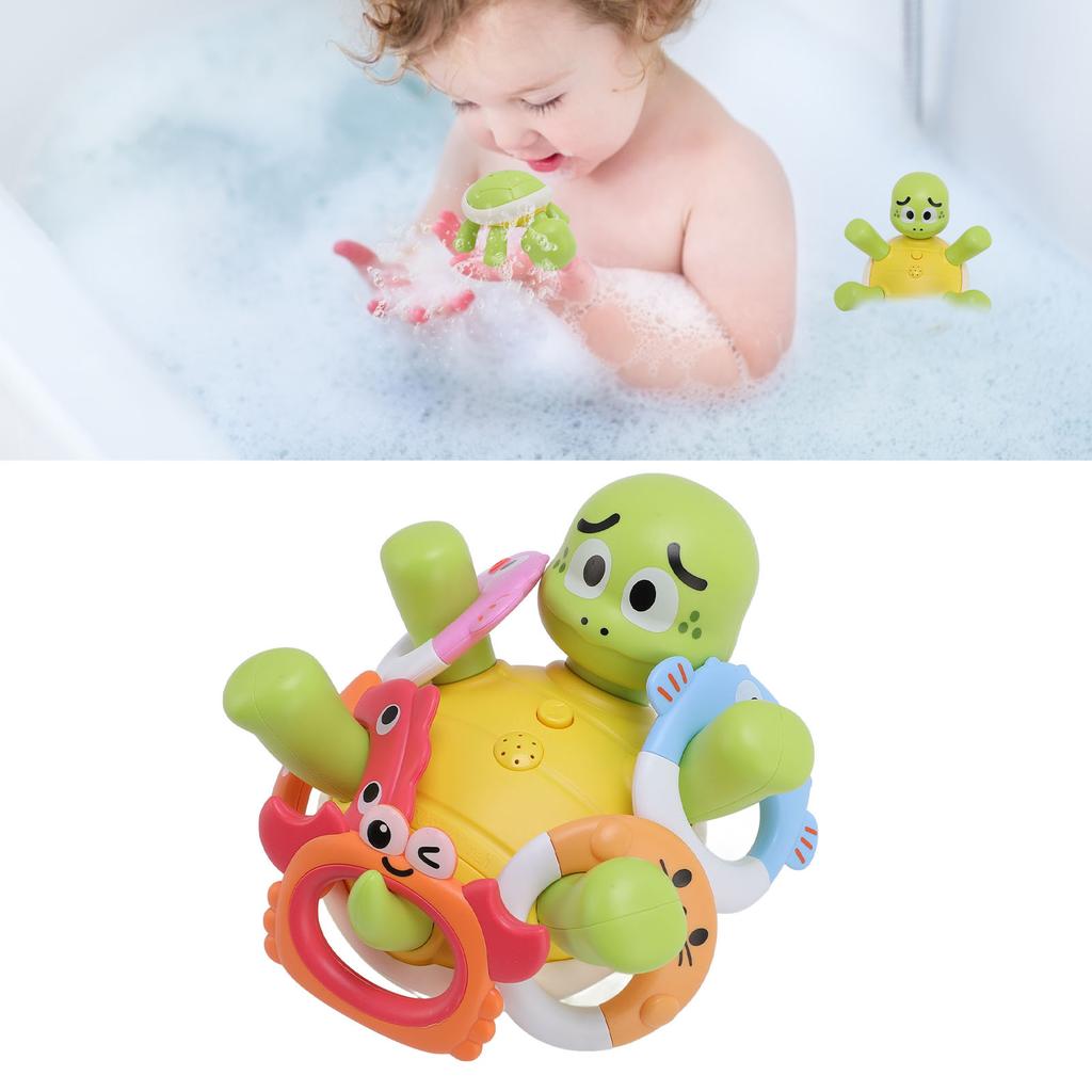 Electric Water Spray Turtle Children Bathing Toy Electric Turtle Toy with 5pcs Rings for Bathroom