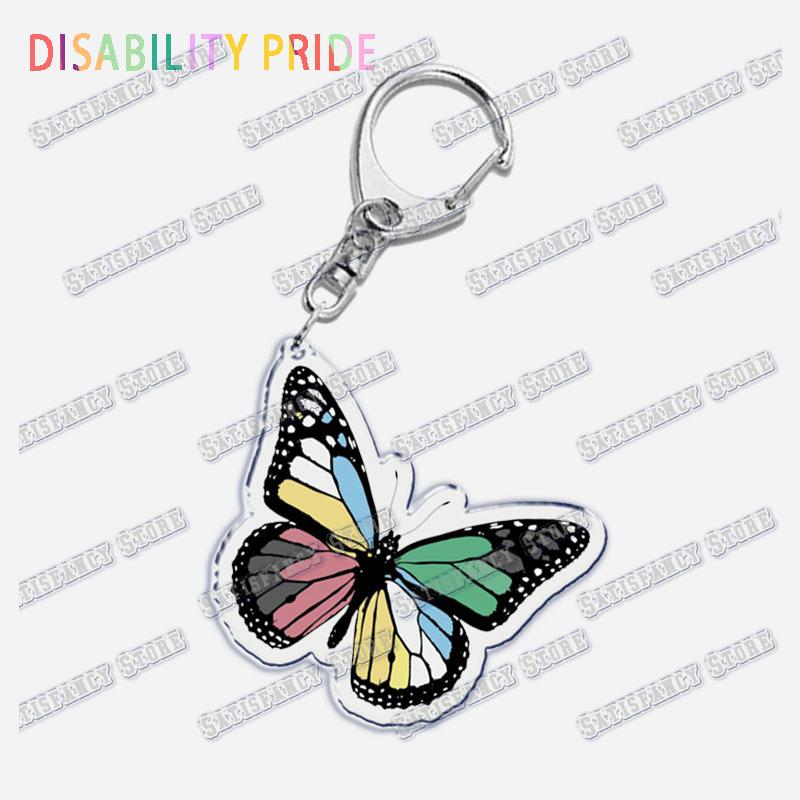 Disability Pride Key Chain Keychains Ring for Accessories Bag Pendant Keyring Jewelry Autism Festival Support