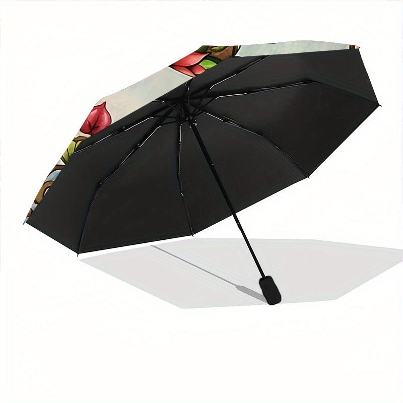1pc Winter Deer Automatic Open/close Umbrella, 8-Rib Sturdy Structure, Portable Travel Umbrella, Parties, Everyday Use, 11178
