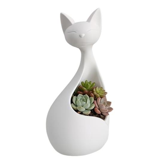 Flowerpot Ornament with 3D Shape Compact Printed Cat Size