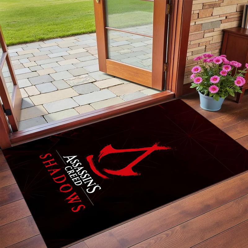 Anti‑Slip Crystal Velvet Floor Rug, Assassins Creed Design Carpet for Indoor Living Bedroom Home Decoration