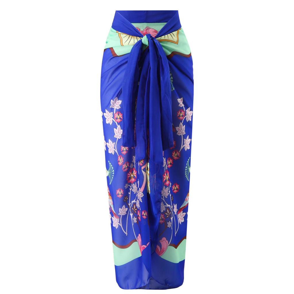 Chiffon Langrock Set: Europäischer & Amerikanischer Einteiler-Badeanzug mit bedrucktem Oberteil, Bikini-Bademode