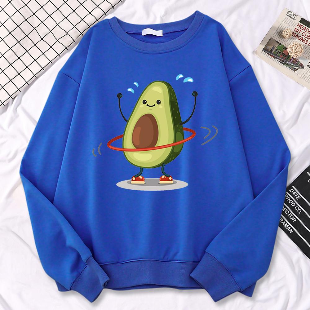 Casual Trend Women Pullovers Avocado Exercise And Rotation Printing Hoodies Soft Sweatshirt Loose Warm Female Clothes