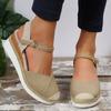 New Fashion Plus Size Women's Closed Toe Wedge Heel Thick Sole Hemp Splicing Roman Sandals