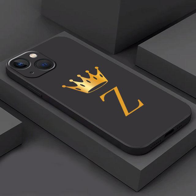 Crown Letters A B Phone Case For iPhone Samsung Galaxy Redmi Xiaomi Oppo OnePlus Note S A 7 8 9 10 11 12 13 14 20 21 22 23 53 54 Pro Max Plus Ultra