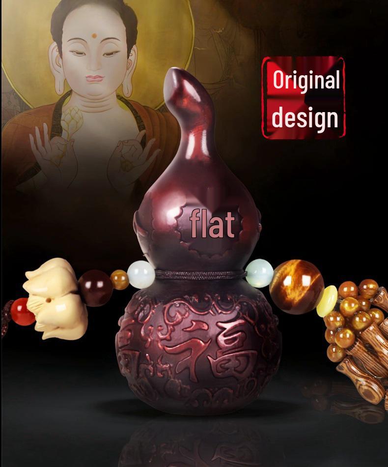 Peach Wood Gourd Car Pendant - Rearview Mirror Hanging Ornament for Safe Travel.