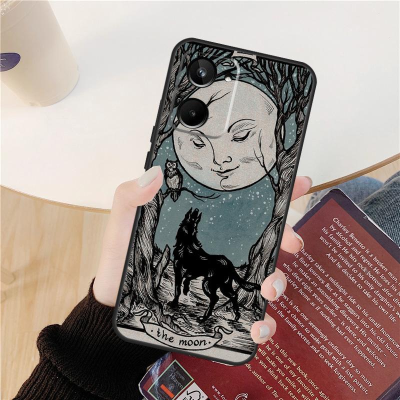 Death Tarot Cat Case For Realme GT 6 6T 5 GT7 Pro 10 11 12 13 14 Pro Plus C53 C51 C21Y C25S C55 C67 C61 C75