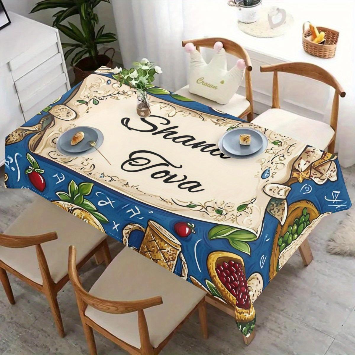 Joods Nieuwjaar Shana Tova Tafelkleed voor Tafeldecoratie Rosh Hashanah Honingpot Fruit Keuken Eettafelkleed Fiesta Feest Decoratie 140x180cm