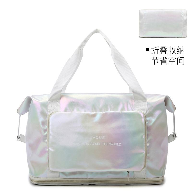 Yoga Fitness Bag Glossy Short-Distance Travel Bag Large Capacity Gradual Change Folding Storage Bag Portable Student Travel Bag