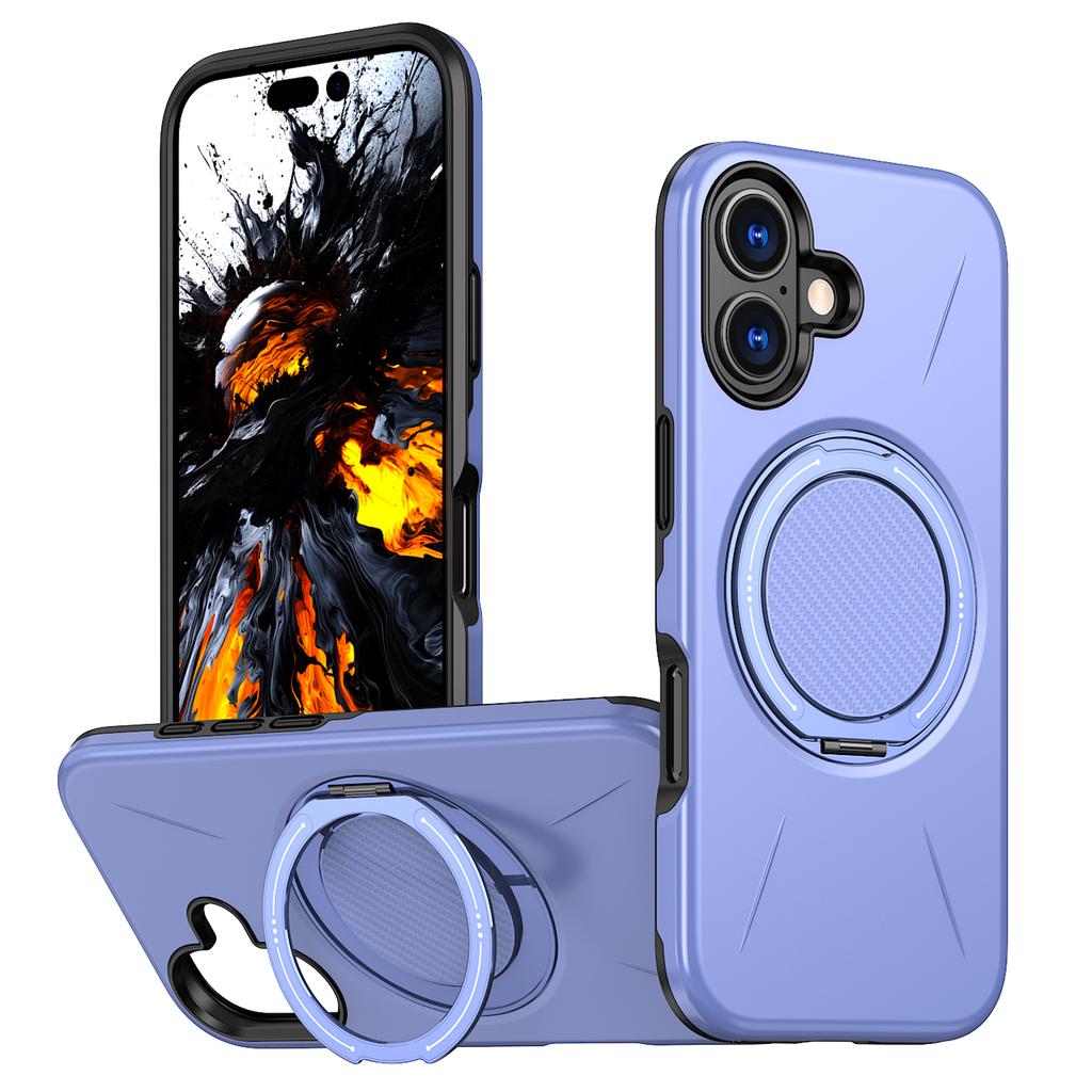 For iPhone 16 Plus Magnetic Case Rotating Kickstand TPU+PC Phone Cover