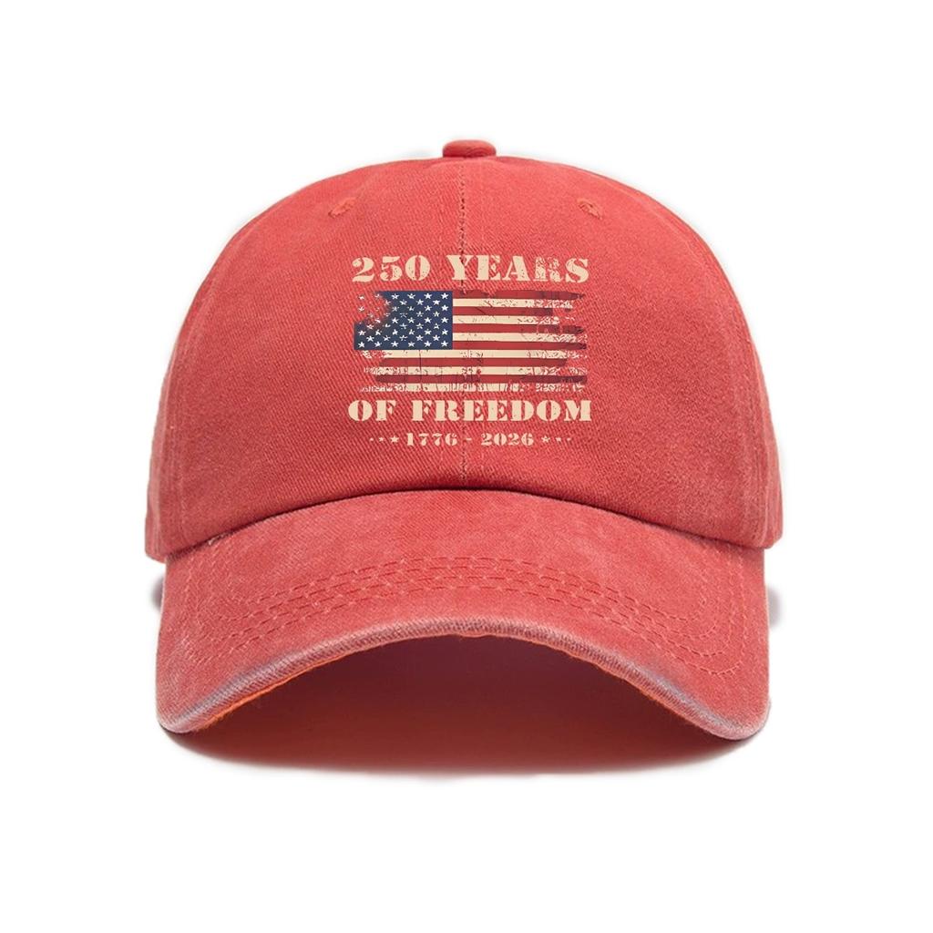 1pc US 250th Anniversary Cap Washed Print Cap,Unisex Adjustable Retro Patriotic Cap US 250th Anniversary Tribute Trucker Hat