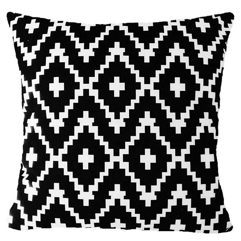 Cover Geometric Cushion Home Sofa Decor Black  White Linen Throw Pillow Case