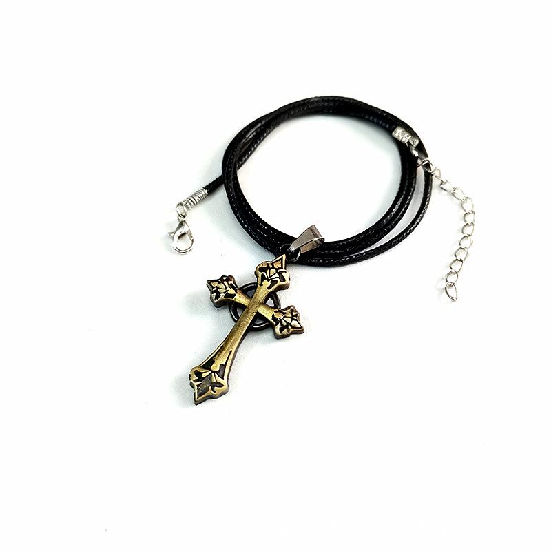 Flammenkreuz-Anhänger Halskette für Männer – Retro Hip-Hop Stil