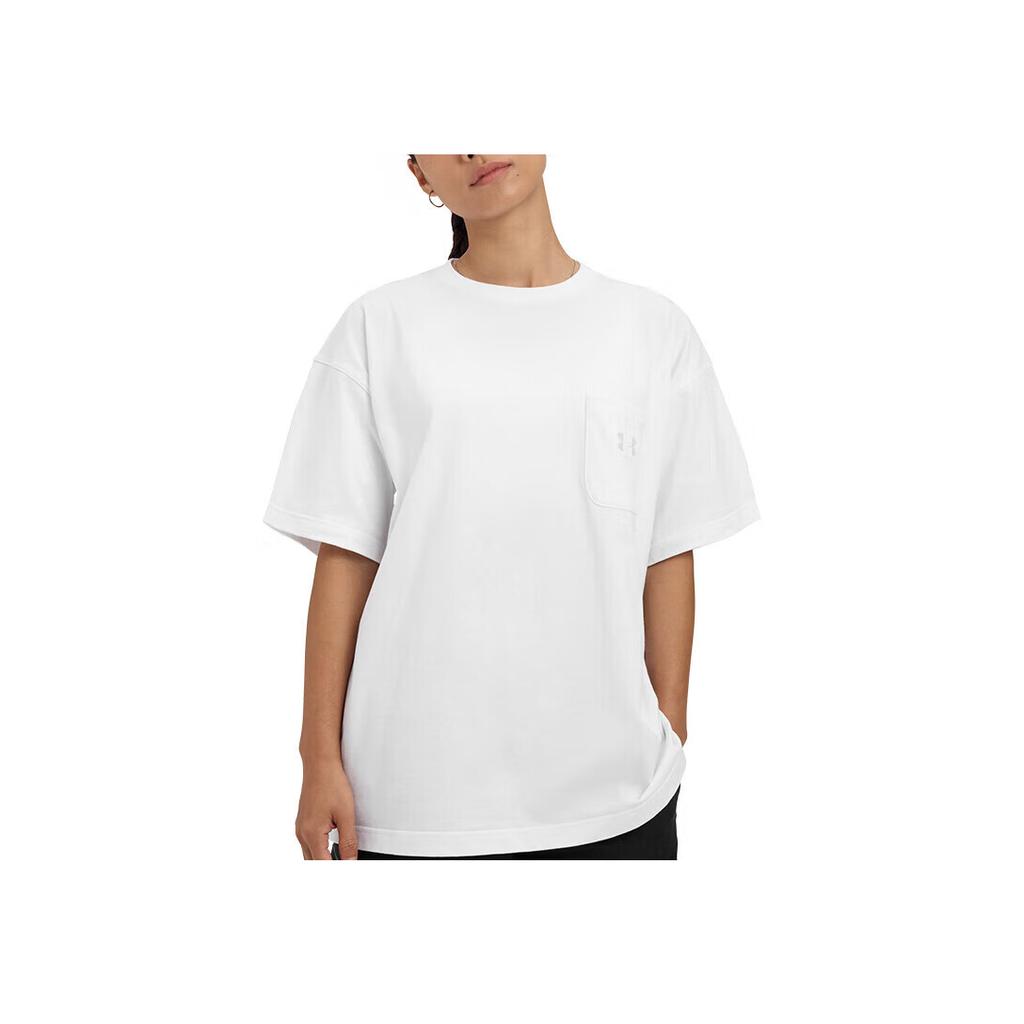 Under Armour Comfortable Casual Simple Versatile Solid Color Embroidered Logo Short Sleeve T-Shirt Unisex Tops White 1389372-100
