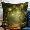 1pc Double-Sided Printed Elven Forest Pattern Pillowcase - 45.72x45.72cm Zippered Throw Pillow Cover