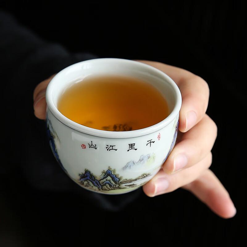 Antique Ceramic Master Tea Cup - Qianli Jiangshan Design