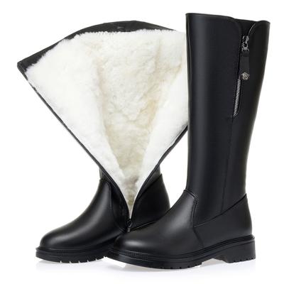 Women Long Boots Genuine Leather Fashion Winter Warm Women's High Boots Large Size Non-Slip Women's Snow Boots
