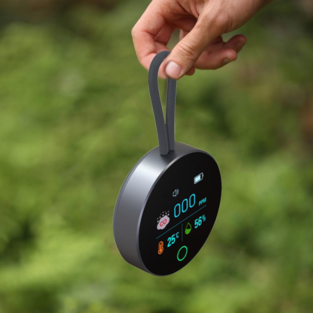 Rilevatore di monossido di carbonio 3 in 1, display LCD HD, monitor della qualità dell'aria CO, rilevatore di CO da 1000 mAh, sensore di umidità e temperatura per viaggi