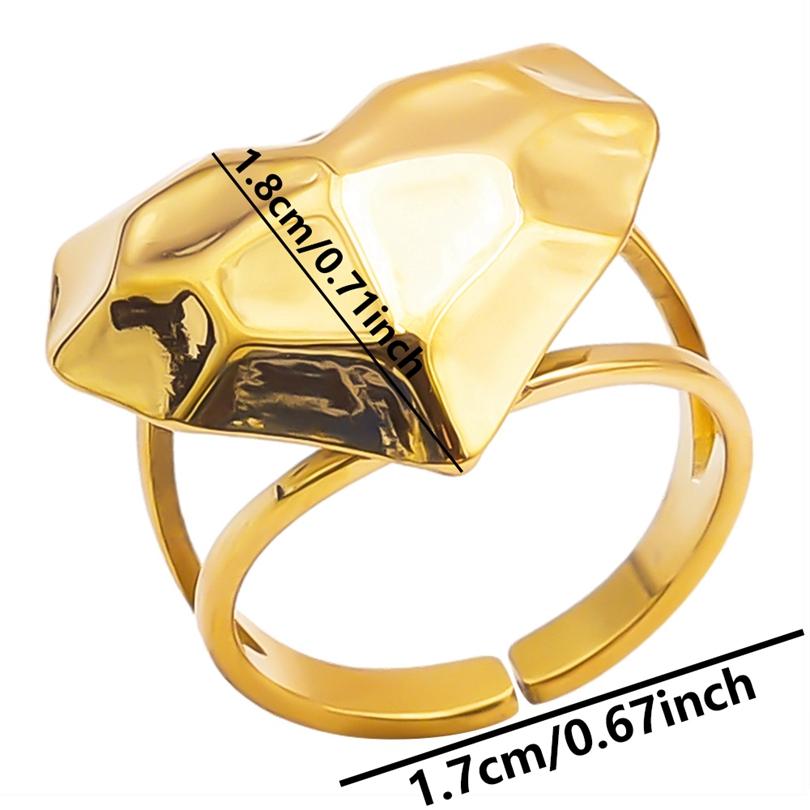 1/5Ppcs/Lot Real Gold Plated Stainless Steel Rings For Women Men Accessories Open Adjsutable Chunky Butterfly Heart Ring Anillos