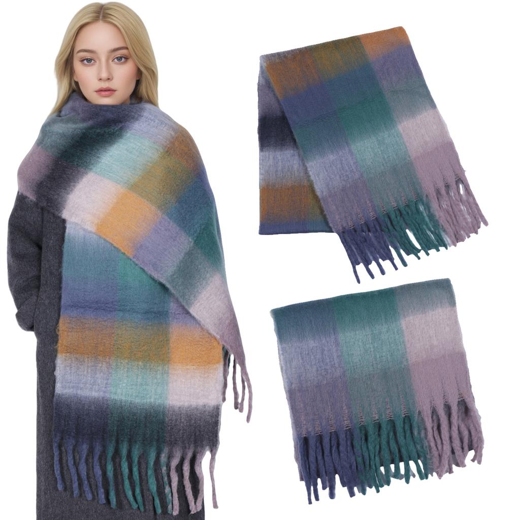Winter Cashmere Scarf Student Neck Thick Warm Shawl For Women Couple Tassel Bufanda Blanket Pashmina Wraps Long Plaid Poncho