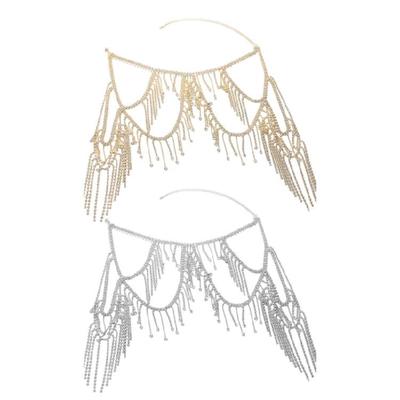 Fashionable Rhinestones Accented Fringe Shoulder Chain Adjustable Alloy Body Jewelry Perfect for Beach Weddings