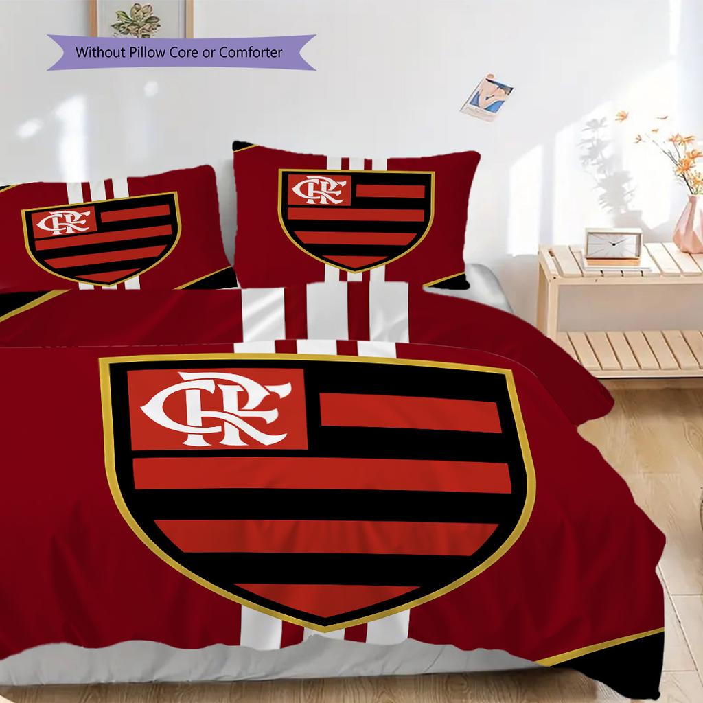 Flamengo logo Vzor Povlečení Přikrývka Sada Povlak na přikrývku Povlak na polštář Domácí dekorace Dárek k narozeninám (1 * povlak na peřinu + 2 * povlak na polštář, bez jádra)