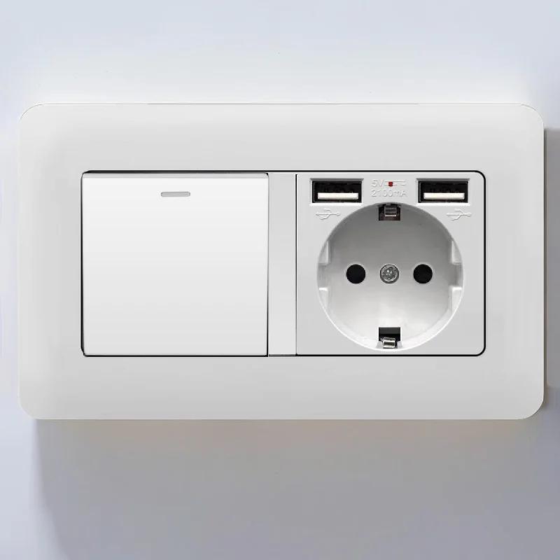 EU Standard Single Power Socket Switch Usb Wall Sockets Double Sockets 86 Type Wall Sockets TV Telephone Sockets