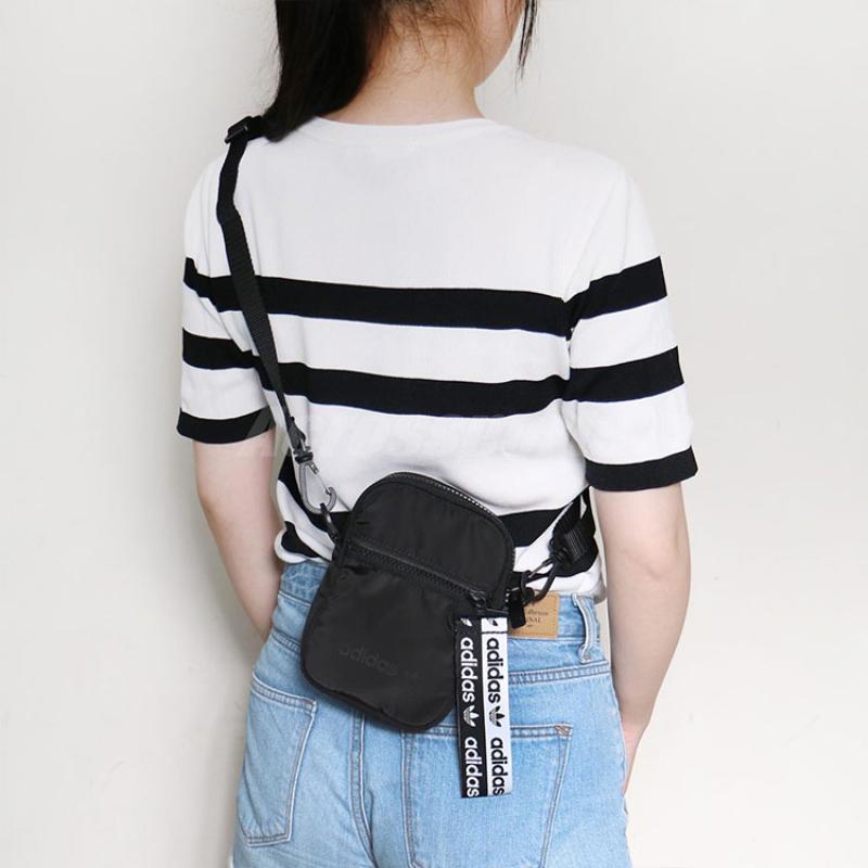 Adidas Originals Polyester One Shoulder Handbag, Crossbody Bag Unisex Black Adidas FL9671