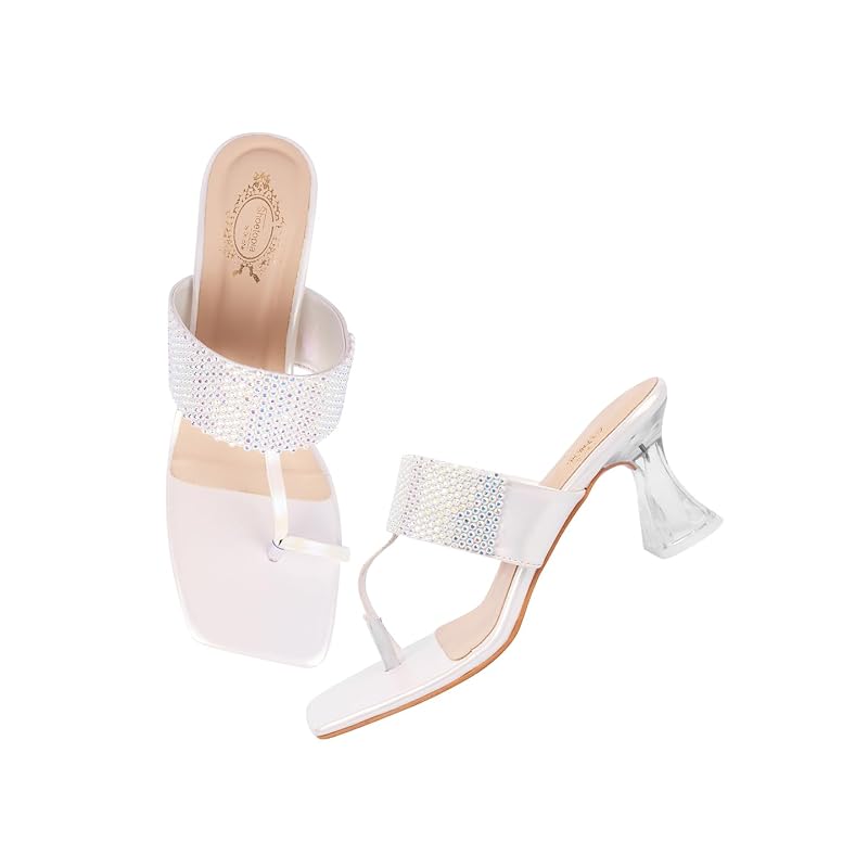 Shoetopia Women'S Heel-5570 Heeled Sandal-3 Kids Uk (Heel-5570-White)-Eu36