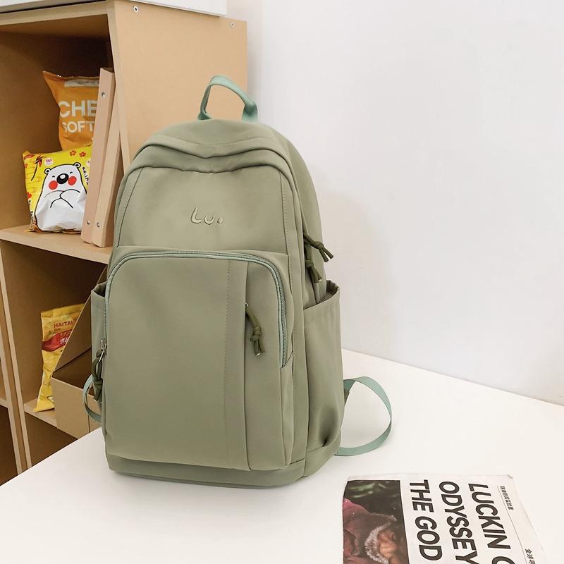 Simple Campus Soft Girl Schoolbag Original Style Antique Sense Solid Color Middle School Student Backpack
